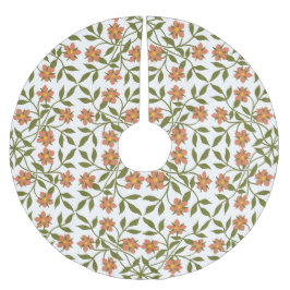 Orange Flowers, Blommönster, Greenery, Boho Julgransmatta Borstad Polyester
