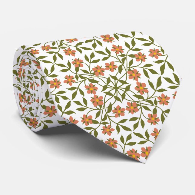 Orange Flowers, Blommönster, Greenery, Boho Slips (Rullad)