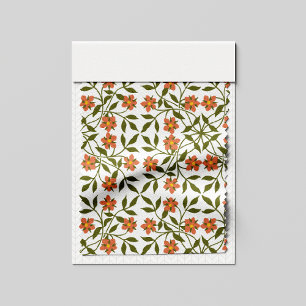 Orange Flowers, Blommönster, Greenery, Boho Tyg
