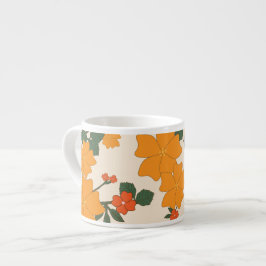 Orange Flowers, Blommönster, Mönster av blommor Espressomugg