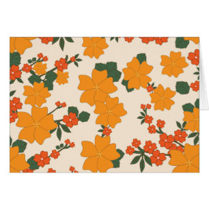 Orange Flowers, Blommönster, Mönster av blommor Hälsningskort