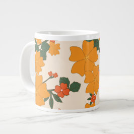 Orange Flowers, Blommönster, Mönster av blommor Jumbo Mugg