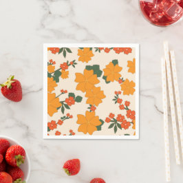 Orange Flowers, Blommönster, Mönster av blommor Pappersservett