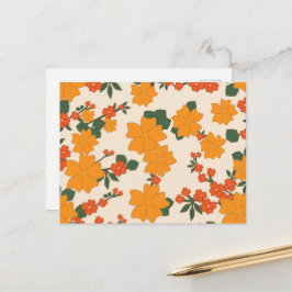 Orange Flowers, Blommönster, Mönster av blommor Vykort