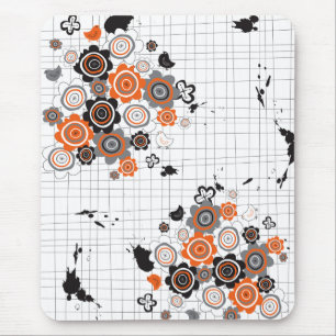 Orange Flowers Chicks Grunge Bläck Blots Doodles K Musmatta