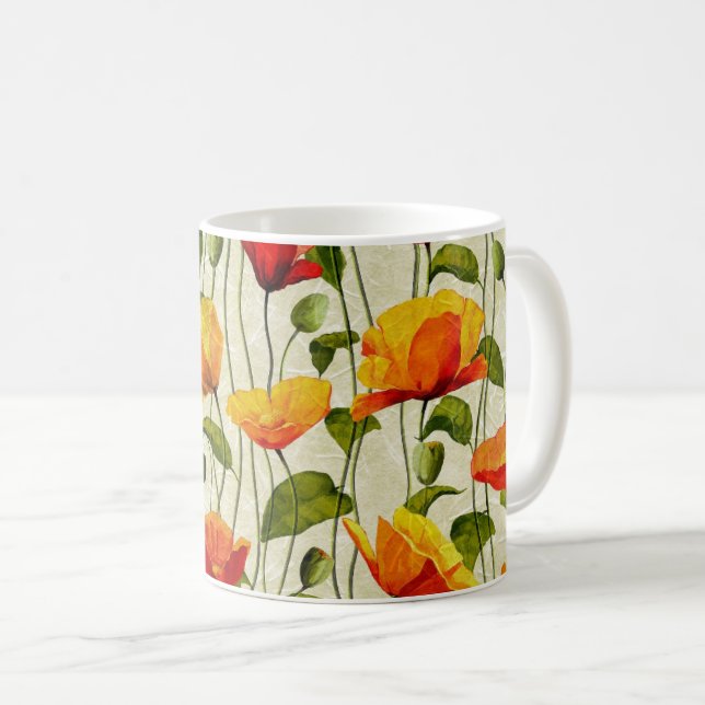 Orange Flowers design Kaffemugg (Framsida höger)