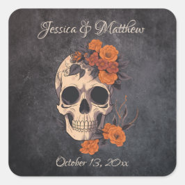 Orange Flowers Elegant bröllop Sticker Fyrkantigt Klistermärke