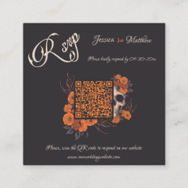 Orange Flowers Elegant Minimal QR-OSA kort