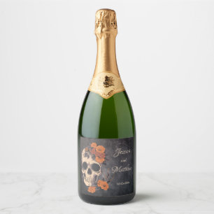 Orange Flowers Elegant Skull Bröllop