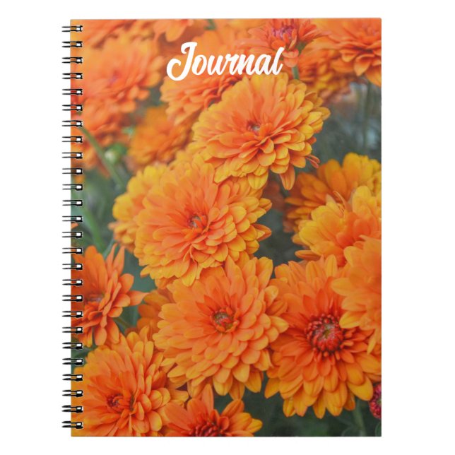 Orange Flowers Garden Morsa Journal Spiral Anteckningsbok (Framsidan)