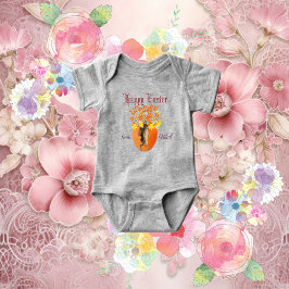 Orange Flowers Glad påsk Egg Bunny Colorful Roligt T Shirt