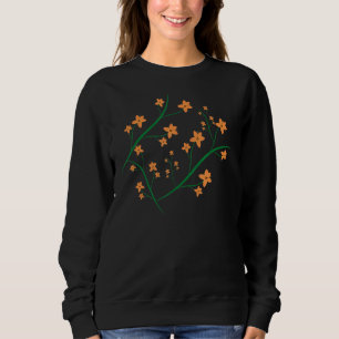 Orange Flowers Grönt Grenar Graphic Design T Shirt