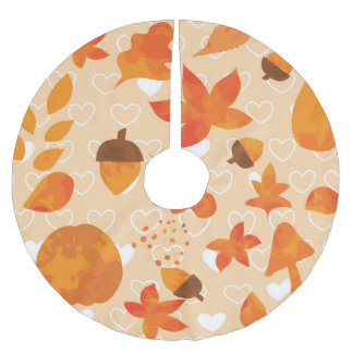 Orange Flowers: Hand Doodle Mönster. Julgransmatta Borstad Polyester