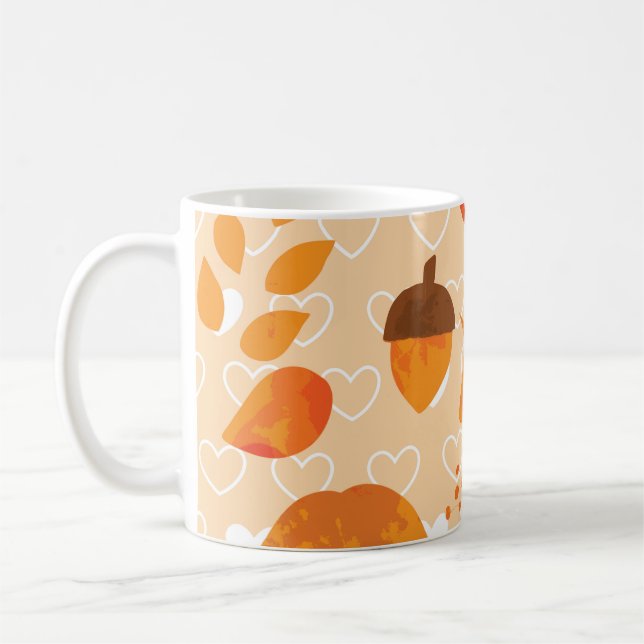 Orange Flowers: Hand Doodle Mönster. Kaffemugg (Vänster)