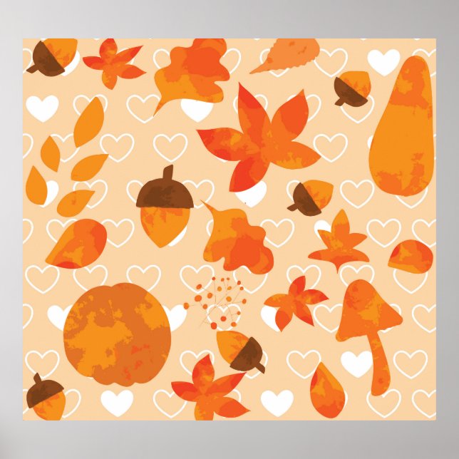 Orange Flowers: Hand Doodle Mönster. Poster (Framsidan)