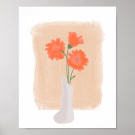 Orange Flowers i Vas Hand plockade Art Poster