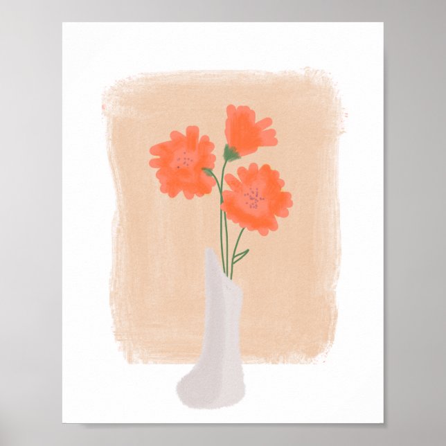 Orange Flowers i Vas Hand plockade Art Poster (Framsidan)