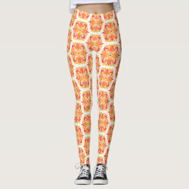 Orange Flowers, Mönster till blommor, Blommönster Leggings