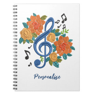Orange Flowers Musik noter för Music Clef Note Anteckningsbok