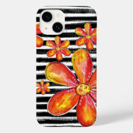 Orange Flowers on Black Rand