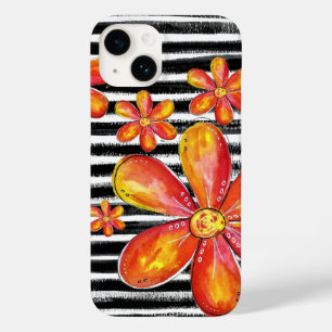 Orange Flowers on Black Rand