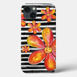 Orange Flowers on Black Rand
