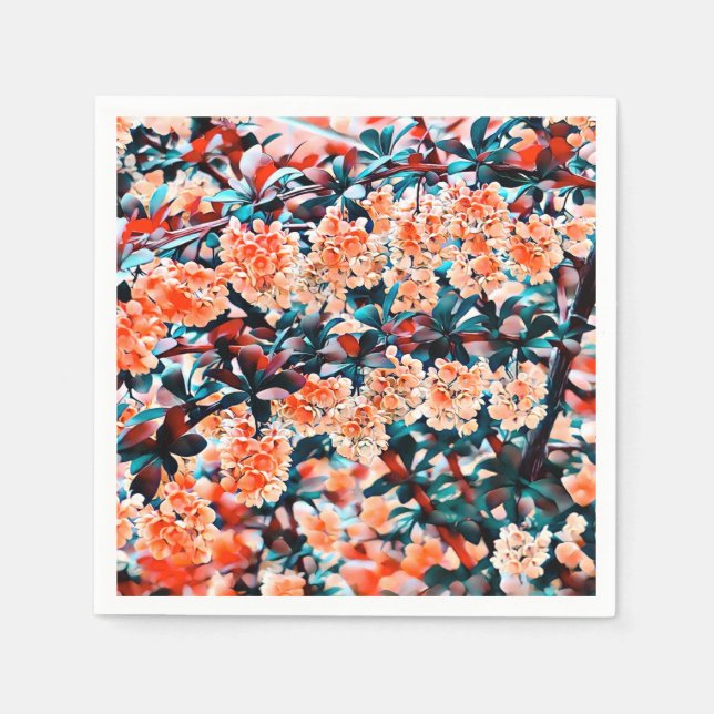 Orange Flowers Pappersservett (Framsidan)