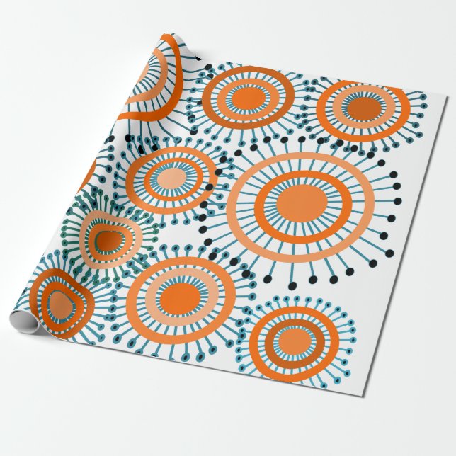 Orange Flowers Presentpapper (Utrullad)