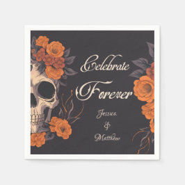 Orange Flowers Skull Elegant Cocktail Pappersservett