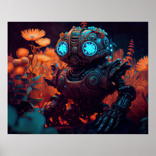 Orange Flowers Tropik Bot Poster