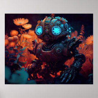 Orange Flowers Tropik Bot Poster