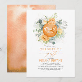 Orange Flowers WAN BOho Fall Studenten Inbjudningar