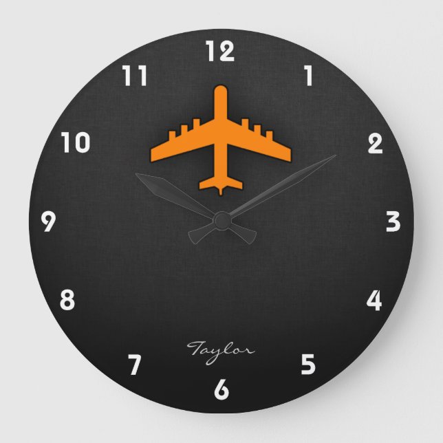 Orange Flygplan Stor Klocka (Framsida)