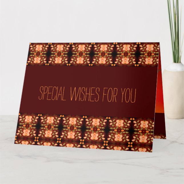 Orange Flyttad med mönster Kort (Framsida)