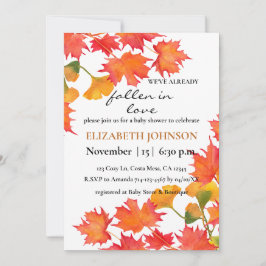 Orange Foliage Autumn Kön Neutral babystötare Inbjudningar