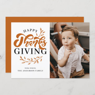 Orange Foliage Utandning Foto Happy thanksgiving Julkort