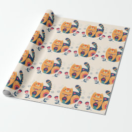 Orange Folk Cats Presentpapper