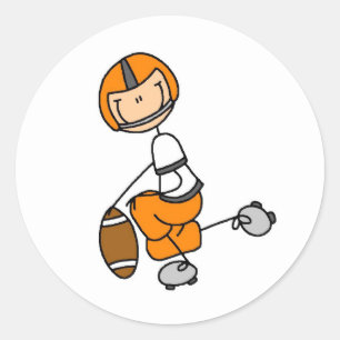 Orange Football Player Sticker Runt Klistermärke