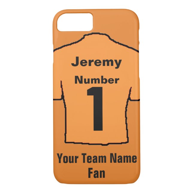 Orange Football Shirt. Anpassa namn och teamet Case-Mate iPhone Skal (Baksida)