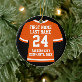 Orange Football Soccer Hockey Sports Jersey Julgransprydnad Keramik