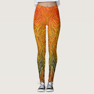 orange för Abstrakt av Neural Fireparm-Gult Leggings