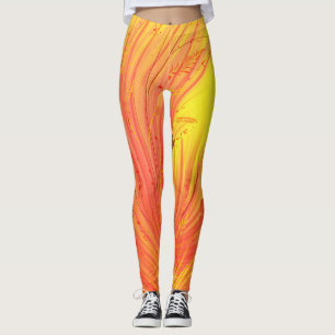 orange för abstrakt Enchanted Garden gult Leggings