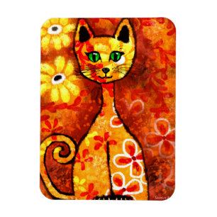 Orange för Abstrakt i i Whimsique Retro Kattunge Magnet