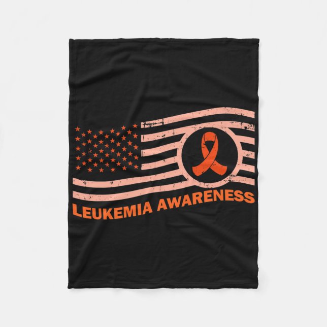 Orange för amerikanska Flagga Leukemia Awareness R Fleecefilt (Framsidan)