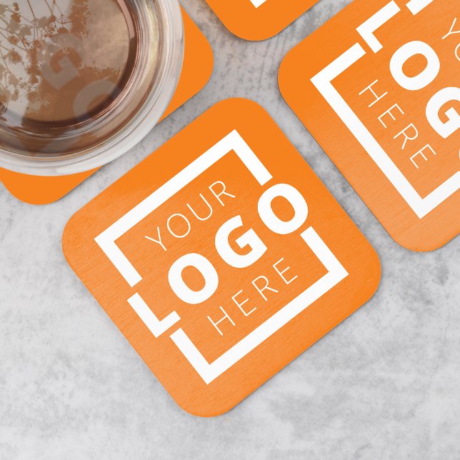Orange för anpassningsbar Promoted Business Logoty Underlägg Papper Kvadrat (Skapare uppladdad)