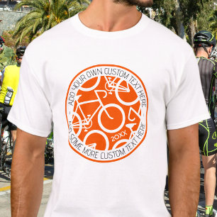 Orange för anpassningsbar Text Bicycle Tävling-hän T Shirt