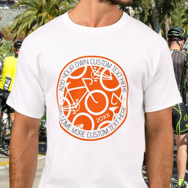 Orange för anpassningsbar Text Bicycle Tävling-hän T Shirt (Skapare uppladdad)