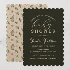 Orange för babykläder med enkel minimal Grönt Eleg Inbjudningar