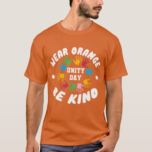 orange för bära på enhetsdagen är vänlig t shirt (Framsida)