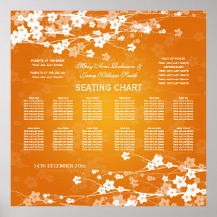 Orange för Blommar av körsbärsschemat i bröllop Poster
